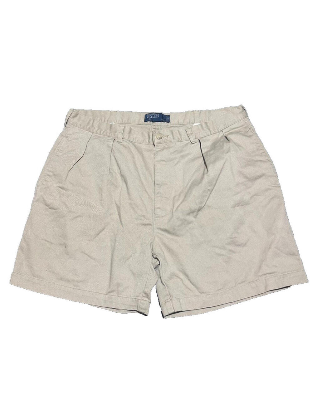 Polo Ralph Lauren Andrew Short Mens 40 Tan Khaki Pleated Chino Cotton Shorts 90s